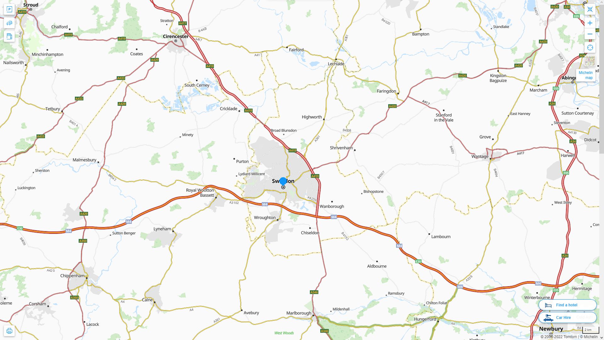 Swindon Royaume Uni Autoroute et carte routiere